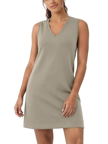 Image of ODODOS Modal Soft V-Neck Tank Dress for Women Sleeveless Sundress Casual Relaxed Summer Dress with Pocket