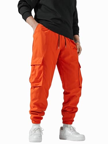 Verdusa Men's Elastic Waist Drawstring Cargo Pants Streetwear Joggers3