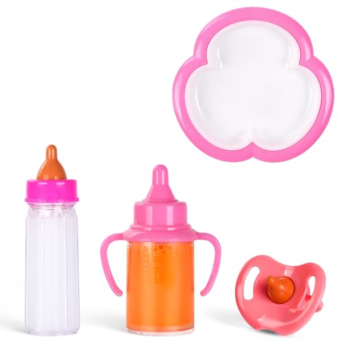 Aolso Babypuppe Fütterungsset,2 Stück Magische Flasche, Schnuller und...