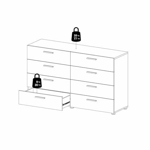 خزانة ملابس اوستن من 8 أدراج من ووديز BN34293، أبيض 70073c 149