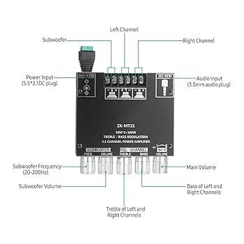Image of Sam CA-MT21 2.1 Channel Bluetooth 5.0 Subwoofer Amplifier Module Board 50W X 2+100W Power Audio Stereo Amplifier Module Board Bass AMP AUX
