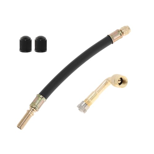 Image of Motoforti 1set 90 Degree Copper Tire Valve Extension with Flexible Plastic 180mm Tyre Valve Inflation Adapter for Car Motorcycle RV Truck Bike
