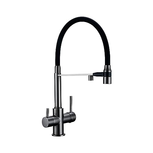 Grifo De Cocina Giratorio 360 con Filtro, Purificador De Agua Extraíble Y Mezclador De Agua Doble Y Pura para Uso Doméstico Y En Restaurantes.,