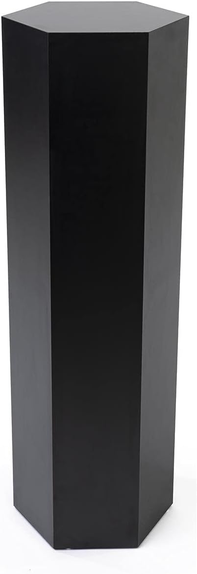Displays2go Hexagonal Pedestal Display, Laminate, 42-inch Tall - Black (SMHEXPD42BLK)