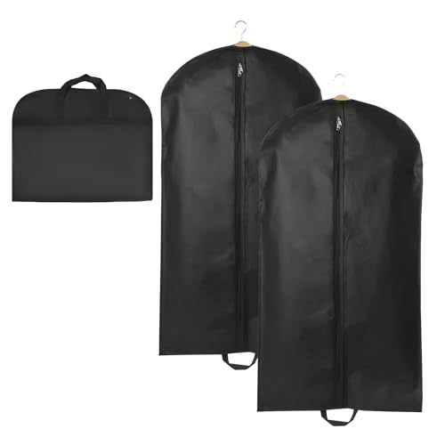 Lot de 2 housses à vêtements 60 x 120 cm - Longues housses à vêtements avec poignée de transport - Respirantes - Pour costumes, chemises, robes de soirée...