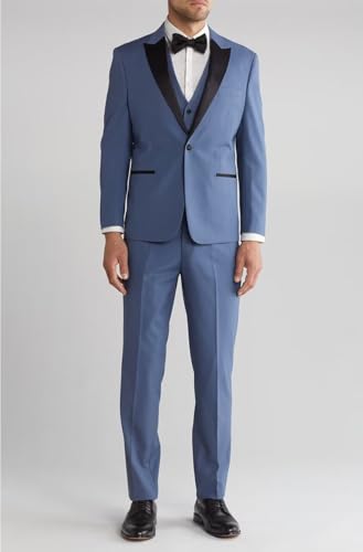 HUUTOE Men's 3 Piece Suits Slim Fit Tuxedo One Button Tux Blazer Wedding Prom Party Dinner Business Formal Suit with Bow Tie2