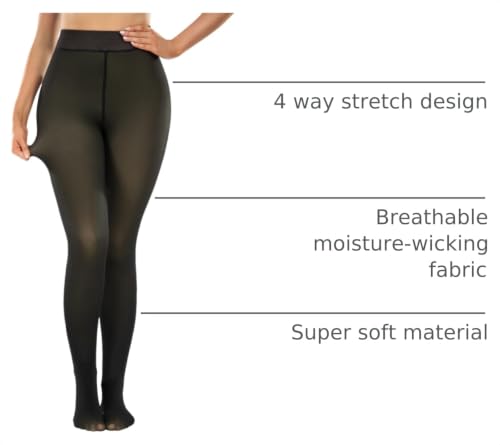 Image of CHRLEISURE Women's Fleece Lined Tights - Fake Sheer Warm Pantyhose Thick Winter Leggings