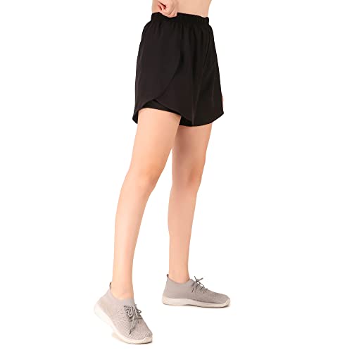 Image of Oysters Women's 2 in 1 Running Skirt Shorts Quick Dry Gym Athletic Workout Shorts for Women (XL, Black)