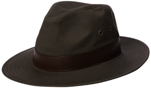 Henschel Men's Outback Crushable Cotton Canvas With Leather Band Hat, Olive, Large #TOP10