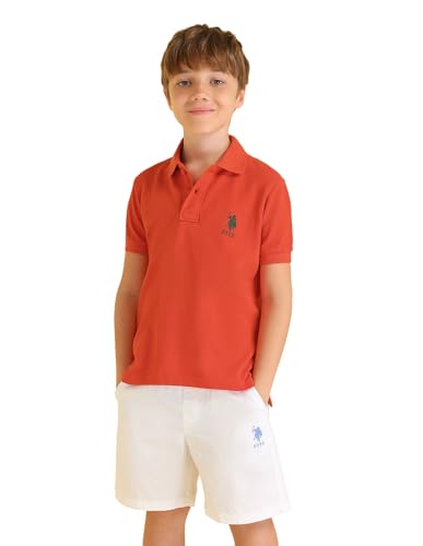 Image of U.S. Polo ASSN. Knitted Boys Polo T-Shirts - Soft Cotton Fabric, Ribbed Polo Collar, Regular Fit T Shirt for Kids