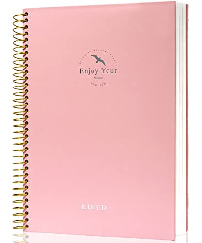 Carnet de travail à couverture rigide rose, 120 feuilles grand format de qualité