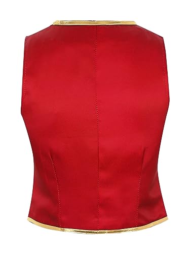 Mens Halloween Magician Waistcoat V Neck Double-Breasted Pointed Hem Gold Leather Trim Vests2