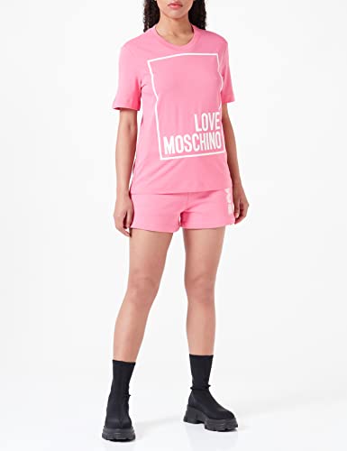 Love Moschino Camiseta de Manga Corte estándar, Fucsia, 40 para Mujer