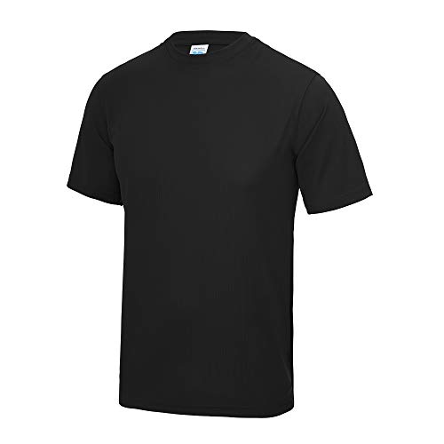 Just Cool - Camiseta lisa para hombre, Primavera-Verano, envolvente, Liso, Manga Corta, Hombre, color negro azabache, tamaño L