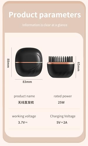 Mini plancha inalámbrica para cabello portátil negra miniatura 6