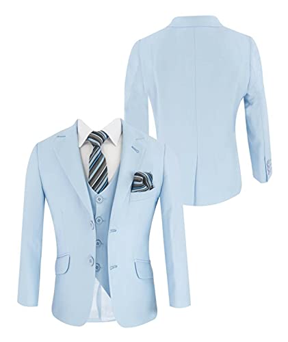 Image of Boys Page Boy Suit Tailored Fit 3 Piece or 6 Piece Set Communion Wedding Birthday Dinner Prom Party Special Occasion