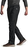 CQR Men's Winter Fleece Lined Pants, Water-Resistant Outdoor Stretch Work Pants, Windproof Casual Pants with Pockets, Nylon Fleece Cargo Black, 30W x 32L