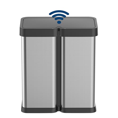 Garvee 16 Gallon Motion Sensor Trash Can - 2x30L Dual Compartment Automatic Garbage Can