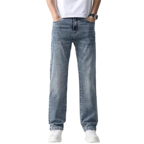 Men's Spring Fall Jeans – Baggy Loose Straight Blue Denim Pants, Streetwear Fashion Pockets