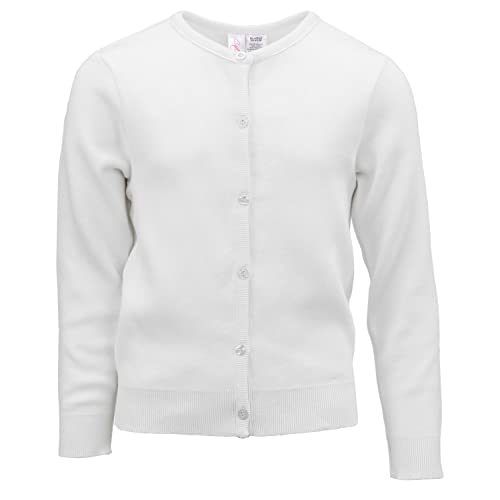 Image of Girls Long Sleeve Button Front Cotton Soft Knit Cardigan Sweater