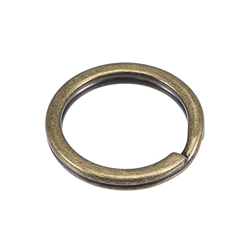 sourcing map Split Key Rings 20mm Open Flat Jump Connector for Lanyard Zipper Handbag, Electroplated Iron, Pack of 20