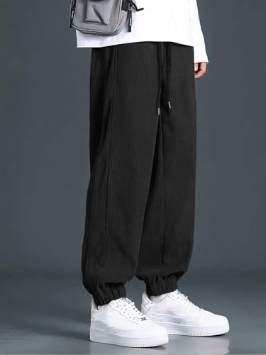 Image of GRECIILOOKS Men's Cotton Cargo Track Pants - Loose Fit Joggers for Men | Korean Style Travel & Lounge Wear with Pockets (Available in Plus Size)