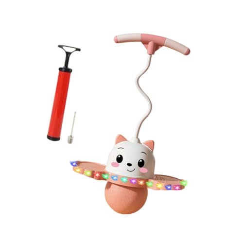 Harilla Pogo-Ball mit Griff, Pogo-Stick, für Kinder mit starkem Griff und Pumpe für Fitnessübungen und Gleichgewichtsfähigkeit, Rosa