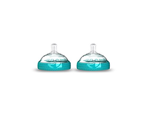 Baby Brezza Baby Bottle Replacement Parts - 2 Pack of BPA Free Replacement Tops - Fast Flow Nipple - Blue