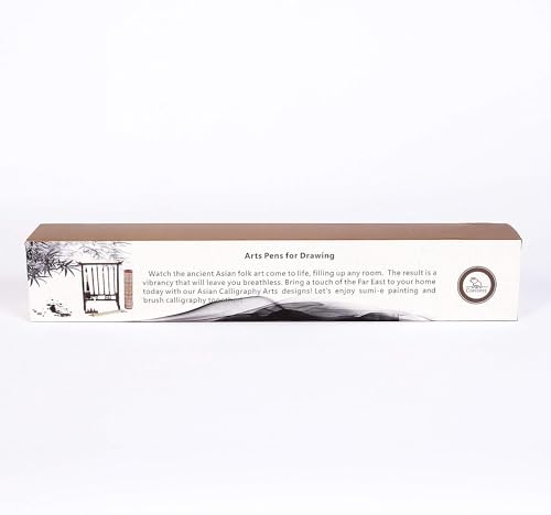 Corciosy 10PCS Chinese Calligraphy Brush Set, Writing Brush with Bamboo Storage Scoll, Japanese or Chinese Kanji Sumi-E Drawing Watercolor Brush