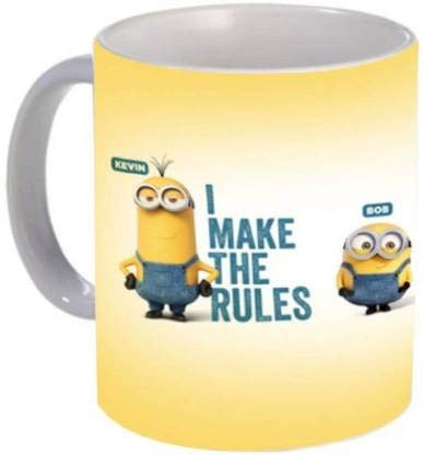 Minion I Make The Rules Cartoon Mug HD Design Hd Printed Ceramic Coffee Mug Suitable Gift for Friend, Brother, Sister, Boys, Girls, Kids, Cousin (350 ml, White) (CR08 1)