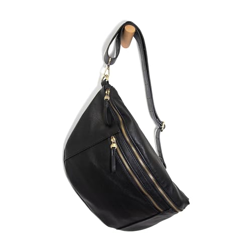 Image of Joy Susan Womens Vegan Leather Mel Large Sling Crossbody Bag - Black
