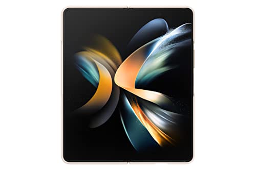 Image of Samsung Plastic Galaxy Z Fold4 Slim Standing Cover, Protective Phone Case, Prop Up For Hands Free Viewing, Soft, Matte Surface, Us Version, Sand