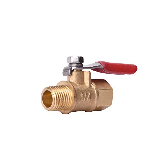 Wynnsky 1/4" Heavy Duty Air Compressor Brass Ball Valve Shut Off Switch, 1/4 Inch Male And Female Npt Thread Pipe Fitting #TOP5