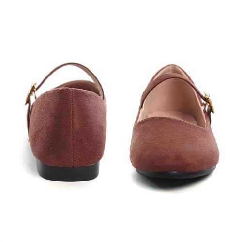 Image of LUXINYU Women's Slip on Flats,Classy Round Toe Solid Classic Mary Jane Ballet Dance Shoes Soft Comfortable PU Flat Shoes