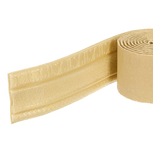 QUARKZMAN Recorte de Moldura de Espuma Autoadhesiva, Borde de Papel Pintado Flexible de 3 pulgadas x 7.54 pies, Líneas de Borde de Pared 3D de Espuma para Decoración del Hogar, Dorado