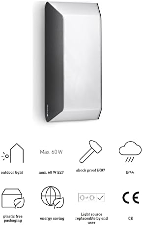 Steinel L 30 Lampa Zewnętrzna, Lampa Ogrodowa bez Czujnika, Odporna na Uderzenia Lampa Ścienna, Antracyt