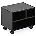FITUEYES Mobile Printer Stand with Storage, Under Desk Black Wood Small Rolling Printer Table Work Cart with Wheels and 3 Compartment Organizer Spaces for Home Office, 15.7 x 11.8 x 13.8