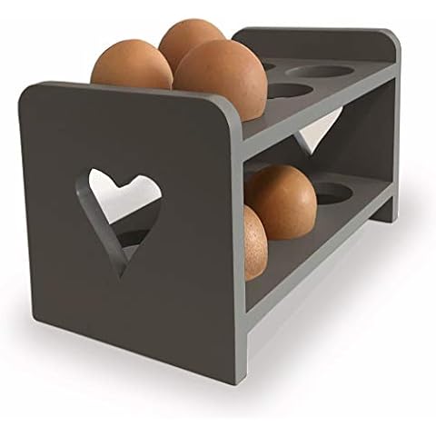 Dark Charcoal Grey Wooden Egg Rack for 12 Eggs Cover