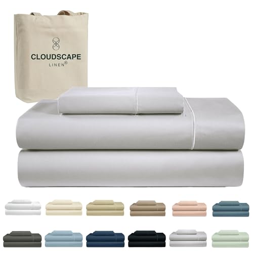 100% Egyptian Cotton Sheets Twin XL Size, 3 Pieces Dorm Essentials Bedding Set, 1000 Thread Count Egyptian Cotton Silky Soft, Breathable, Durable, Deep Pockets up to 16, Silver