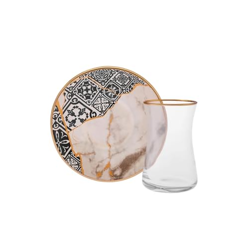 Karaca Aris 12-teiliges Teeservice für 6 Personen - Exquisites Porzellanservice für stilvollen Teegenuss