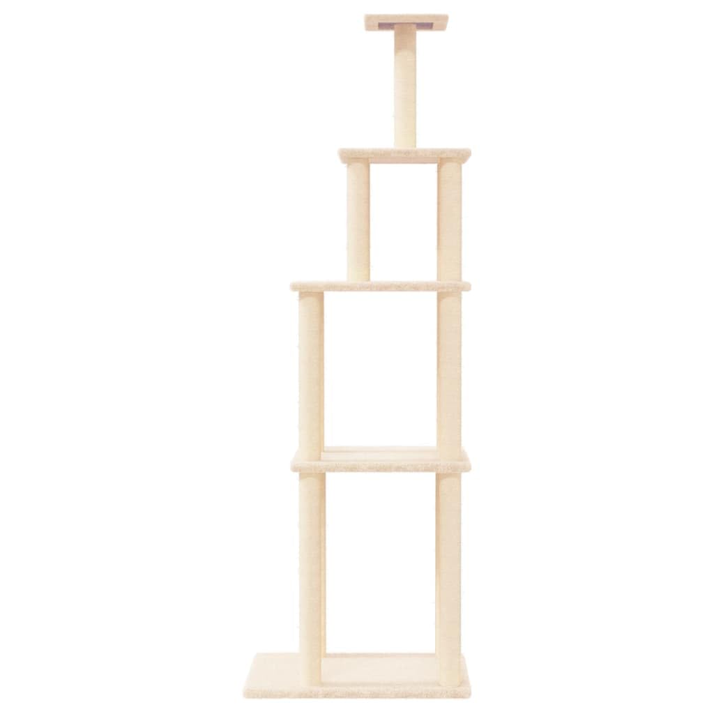 Rascador para gatos Mangloder de color crema, 183 cm, con pilares rascadores de sisal, tronco de felpa, cueva, hamaca, hueco para tumbonas, plataforma, muebles para gatos robustos para casa y balcón