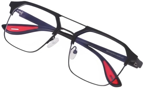 Image of Eyeglasses Square Spectacles Clear Anti Blue Ray Blocking BlueCut Anti Glare Reduce zero Power Mobile computer Laptop Gaming protection For Men & Women (Free Size)