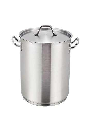 Winco Premium Stainless Steel Stock Pot with Cover, 40 Quart