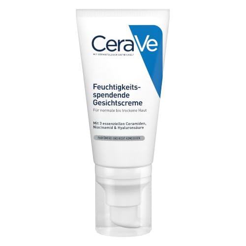 CeraVe Feuchtigkeitscreme für das Gesicht Regenerierende Nachtcreme für trockene bis sehr trockene Haut Creme mit Hyaluron und 3 essenziellen Ceramiden Auch für Allergiker geeignet 52 ml