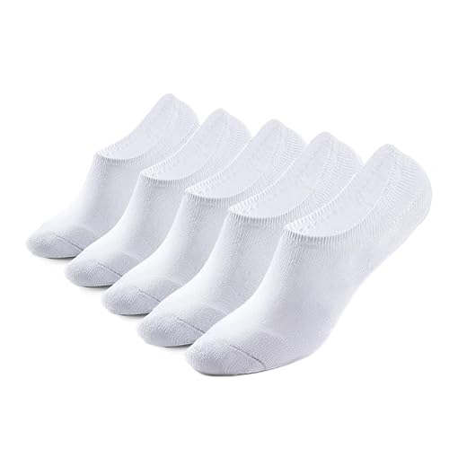 1SOCK2SOCK Men's No Show Socks 5 Pack, Invisible Thin Cotton Liner, Anti-slid, Ankle Low Cut