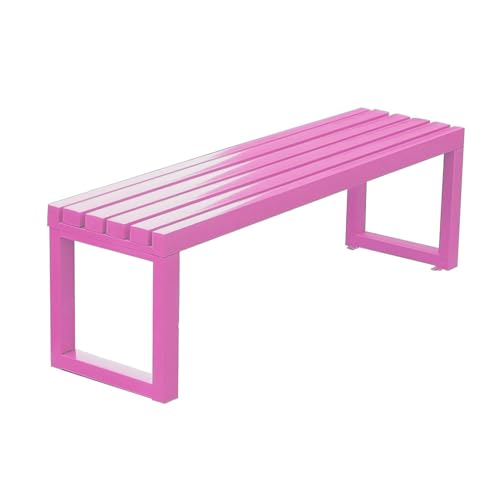 Banc extérieur métal robuste résistant aux intempéries pour terrasse rose