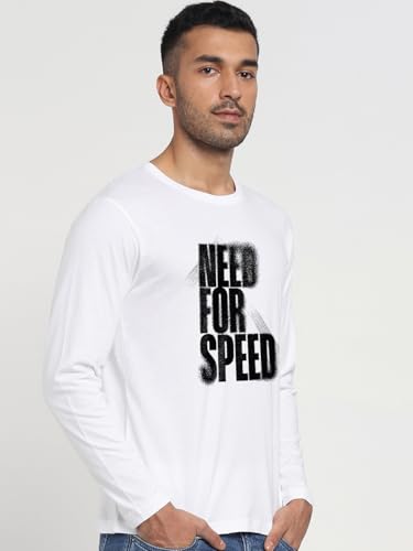 Image of Bewakoof Men's 100% Cotton Graphic Print Regular Fit Full Sleeve Round Neck T-Shirt | Tshirt for Men Cotton| Casual Wear | Street Wear