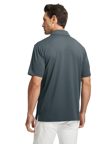 M MAELREG Mens Golf Shirts Short Sleeve Chest Print Stripe Moisture Wicking Dry Fit Casual Collared Mens Polo Shirts3