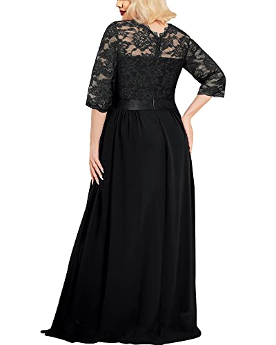 Miusol Women's Formal Floral Lace Plus Size Wedding Maxi Dress2