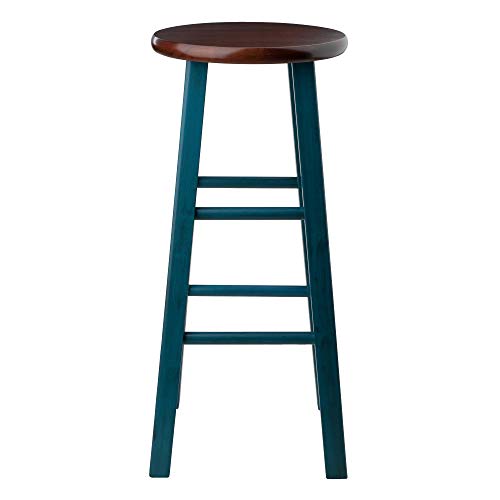 Winsome Wood Ivy Bar Stool, Rustic Teal and Walnut, 29"